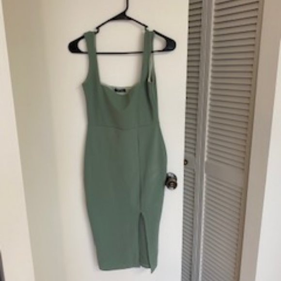 Nasty Gal Square Neck Slit Midi Dress - Picture 6 of 7